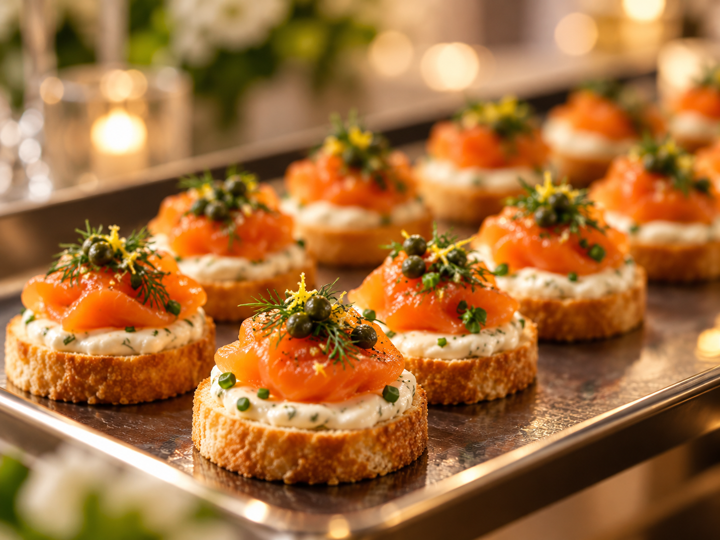 Prepared hors d'oeuvres for a catered event