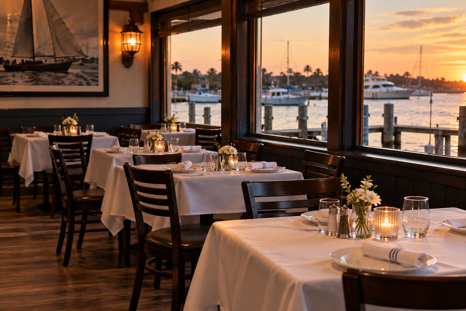 The Ship's Galley dining room overlooking the water